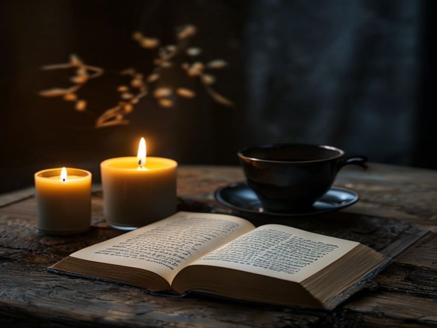 Enkle objekter arrangert for en kveldlig ritual